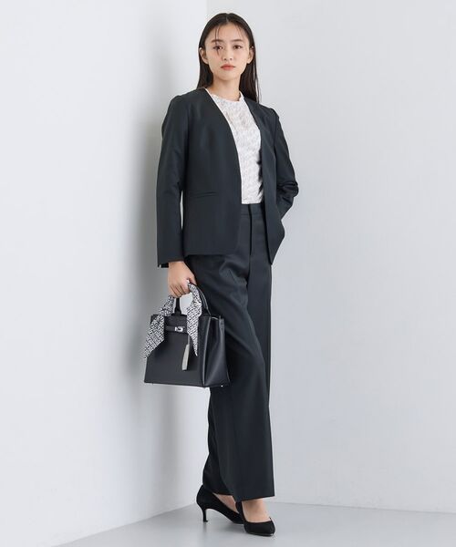 INDIVI / インディヴィ テーラードジャケット | 【日本製/スーツ/通勤】シルクウールストレッチ ノーカラージャケット | 詳細4