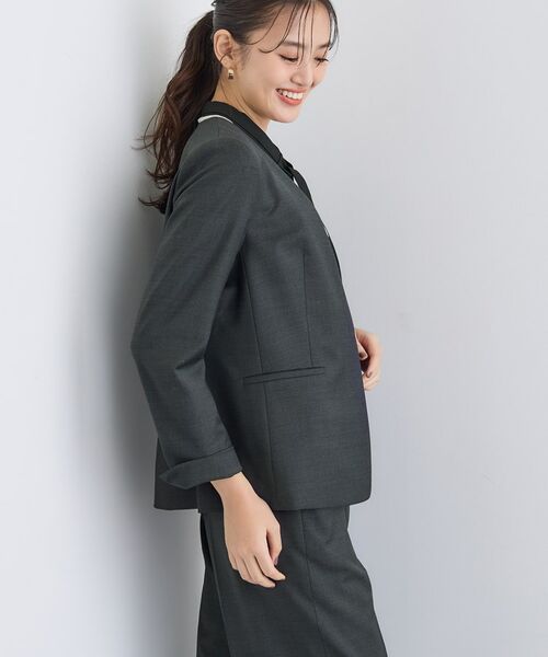 INDIVI / インディヴィ テーラードジャケット | 【日本製/スーツ/通勤】シルクウールストレッチ ノーカラージャケット | 詳細6