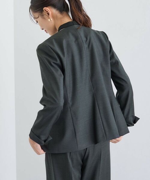 INDIVI / インディヴィ テーラードジャケット | 【日本製/スーツ/通勤】シルクウールストレッチ ノーカラージャケット | 詳細7