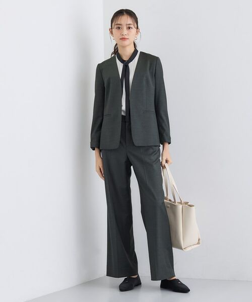 INDIVI / インディヴィ テーラードジャケット | 【日本製/スーツ/通勤】シルクウールストレッチ ノーカラージャケット | 詳細8