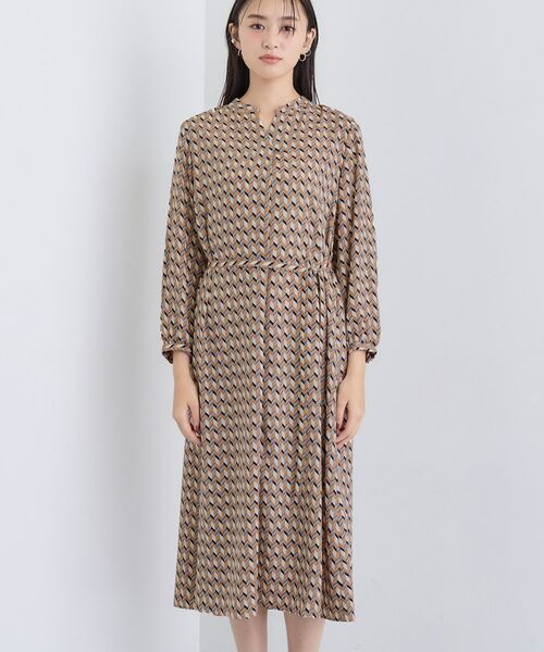 INDIVI / インディヴィ ミニ丈・ひざ丈ワンピース | 【洗える／オリジナル柄】ジオメプリント フレアワンピース | 詳細10