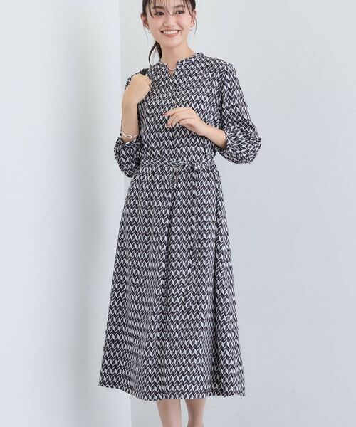 INDIVI / インディヴィ ミニ丈・ひざ丈ワンピース | 【洗える／オリジナル柄】ジオメプリント フレアワンピース | 詳細2