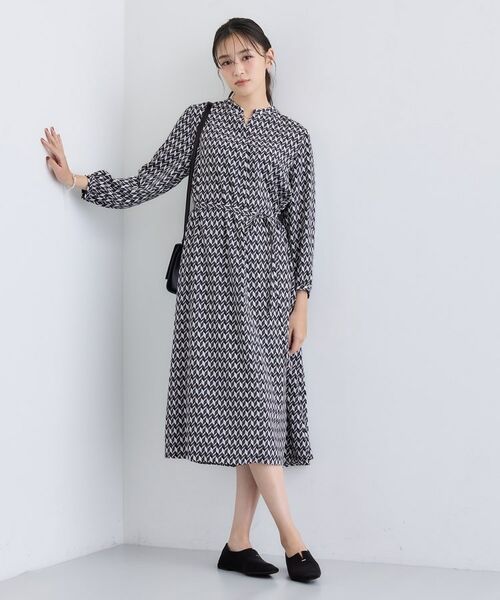 INDIVI / インディヴィ ミニ丈・ひざ丈ワンピース | 【洗える／オリジナル柄】ジオメプリント フレアワンピース | 詳細3