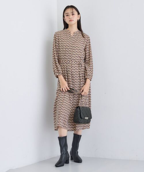 INDIVI / インディヴィ ミニ丈・ひざ丈ワンピース | 【洗える／オリジナル柄】ジオメプリント フレアワンピース | 詳細6