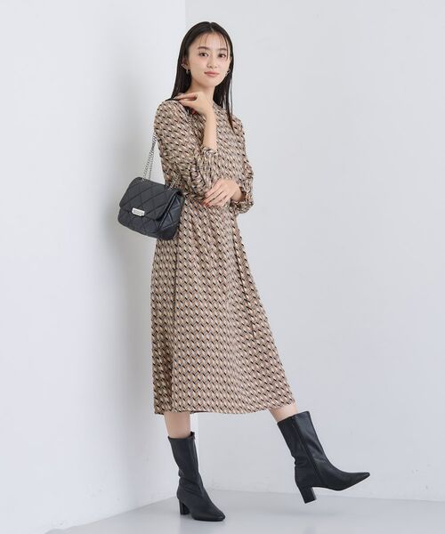 INDIVI / インディヴィ ミニ丈・ひざ丈ワンピース | 【洗える／オリジナル柄】ジオメプリント フレアワンピース | 詳細7