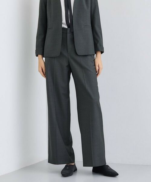 INDIVI/インディヴィ 【日本製/スーツ/通勤】シルクウールストレッチ ワイドパンツ チャコールグレー(914) 13(LL) INDIVI/インディヴィ 【日本製/スーツ/通勤】シルクウールストレッチ ワイドパンツ チャコールグレー(914) 13(LL)