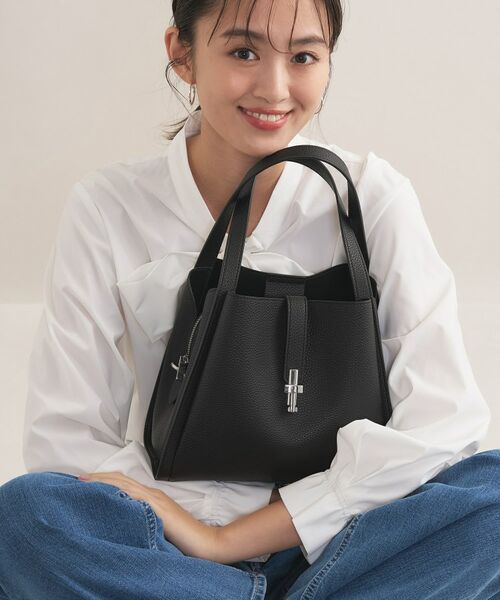INDIVI / インディヴィ ハンドバッグ | 【合皮/ミドルサイズ】春カラーフォルムバッグ(ブラック(019))