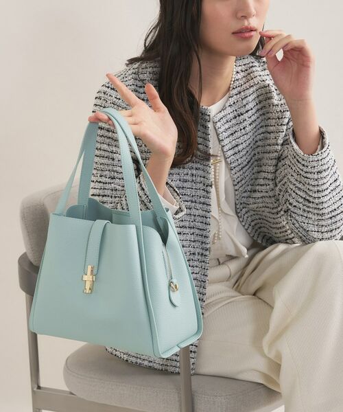 INDIVI / インディヴィ ハンドバッグ | 【合皮/ミドルサイズ】春カラーフォルムバッグ(ライトグリーン(020))