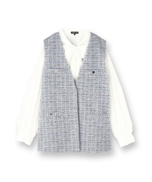 INDIVI / インディヴィ その他トップス | 【2点セット／洗える／セレモニー】ツイードジレ＆ボウタイブラウス | 詳細1