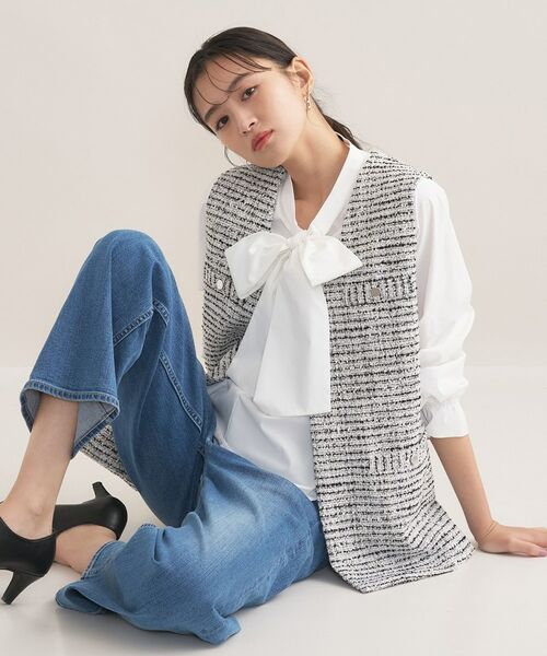 INDIVI / インディヴィ その他トップス | 【2点セット／洗える／セレモニー】ツイードジレ＆ボウタイブラウス | 詳細4