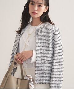 INDIVI / インディヴィ ノーカラージャケット | 【セレモニー／洗える】ミックスツイードライトジャケット