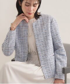 INDIVI / インディヴィ ノーカラージャケット | 【セレモニー／洗える】ミックスツイードライトジャケット