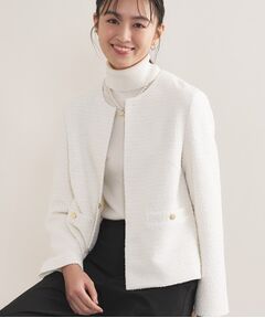 INDIVI / インディヴィ ノーカラージャケット | 【セレモニー／洗える】ミックスツイードライトジャケット