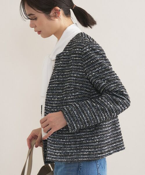 INDIVI / インディヴィ ノーカラージャケット | 【セレモニー／洗える】ミックスツイードライトジャケット | 詳細10