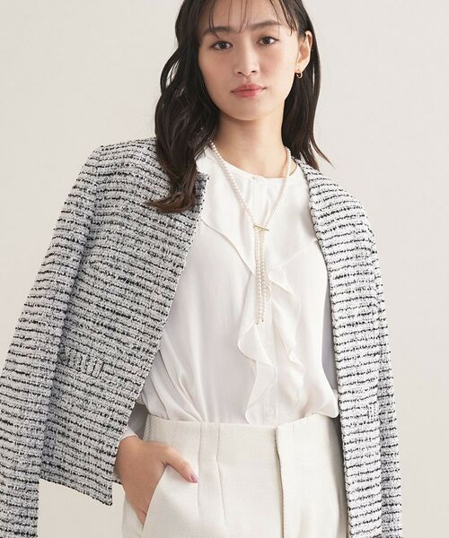 INDIVI / インディヴィ ノーカラージャケット | 【セレモニー／洗える】ミックスツイードライトジャケット | 詳細2