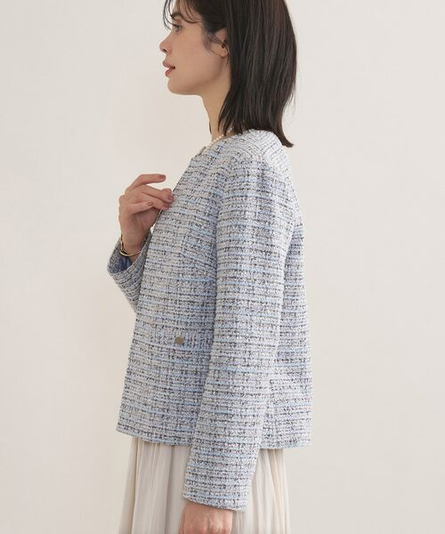 INDIVI / インディヴィ ノーカラージャケット | 【セレモニー／洗える】ミックスツイードライトジャケット | 詳細7