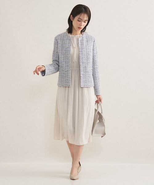 INDIVI / インディヴィ ノーカラージャケット | 【セレモニー／洗える】ミックスツイードライトジャケット | 詳細8