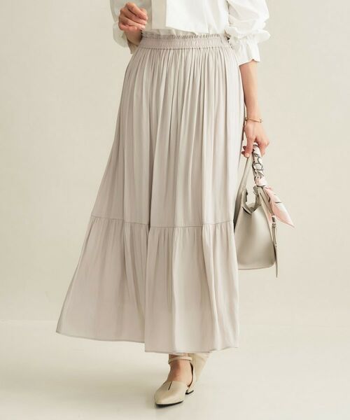 INDIVI / インディヴィ ロング・マキシ丈スカート | 【洗える／丈調整可能】ギャザーフレアスカート | 詳細2