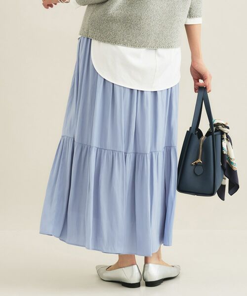 INDIVI / インディヴィ ロング・マキシ丈スカート | 【洗える／丈調整可能】ギャザーフレアスカート | 詳細7