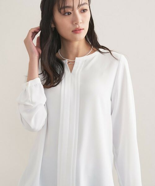 INDIVI/インディヴィ 【セレモニー/洗える/透けにくい】ジオメ柄プリントブラウス ホワイト(001) 13(LL) INDIVI/インディヴィ 【セレモニー/洗える/透けにくい】ジオメ柄プリントブラウス ホワイト(001) 13(LL)