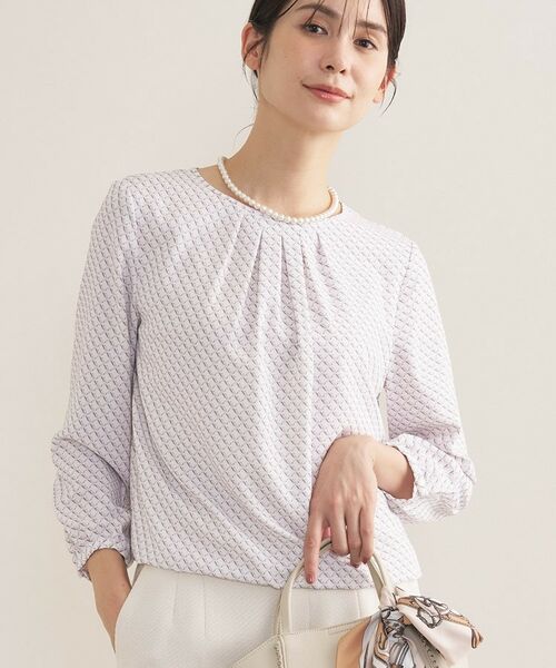 INDIVI / インディヴィ シャツ・ブラウス | 【セレモニー／洗える／透けにくい】ダイヤ柄プリントブラウス | 詳細10