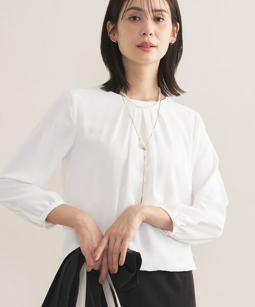 INDIVI/インディヴィ 【セレモニー/洗える/透けにくい】ダイヤ柄プリントブラウス ホワイト(001) 13(LL) INDIVI/インディヴィ 【セレモニー/洗える/透けにくい】ダイヤ柄プリントブラウス ホワイト(001) 13(LL)