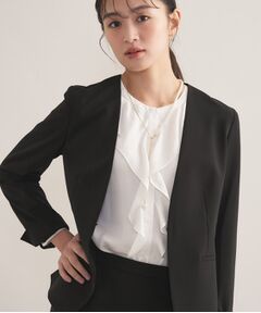 INDIVI / インディヴィ テーラードジャケット | 【通勤スーツ／洗える】ストレッチカラーレスジャケット