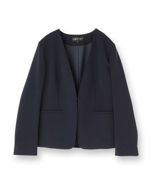 INDIVI / インディヴィ テーラードジャケット | 【通勤スーツ/洗える】ストレッチカラーレスジャケット | 詳細1