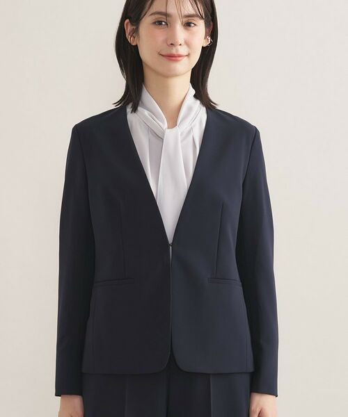 INDIVI / インディヴィ テーラードジャケット | 【通勤スーツ/洗える】ストレッチカラーレスジャケット | 詳細10