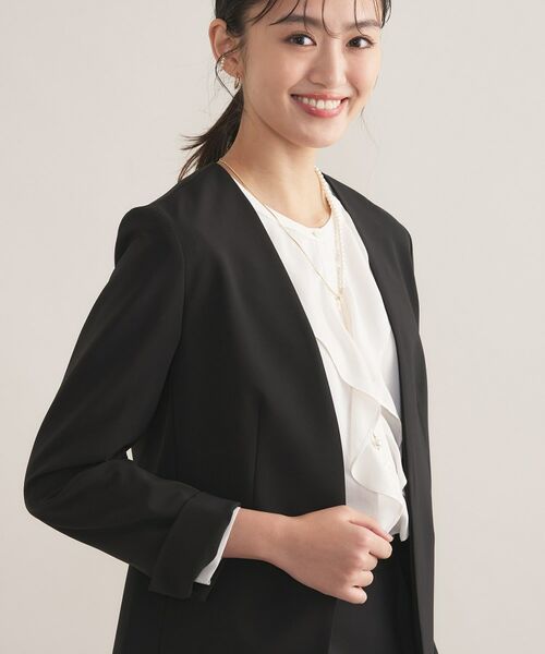INDIVI / インディヴィ テーラードジャケット | 【通勤スーツ/洗える】ストレッチカラーレスジャケット | 詳細2