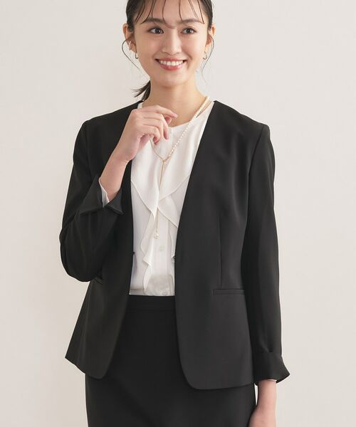 INDIVI / インディヴィ テーラードジャケット | 【通勤スーツ/洗える】ストレッチカラーレスジャケット | 詳細3
