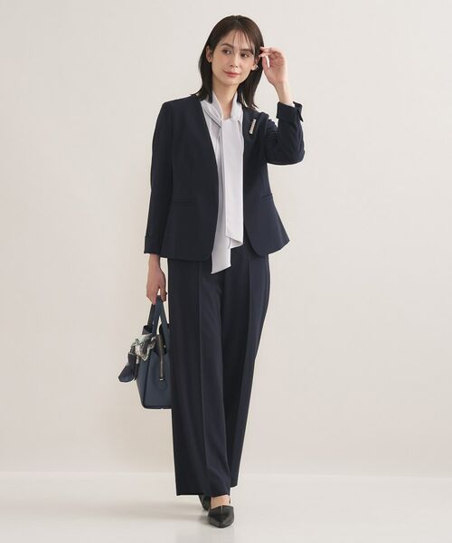 INDIVI / インディヴィ テーラードジャケット | 【通勤スーツ/洗える】ストレッチカラーレスジャケット | 詳細8
