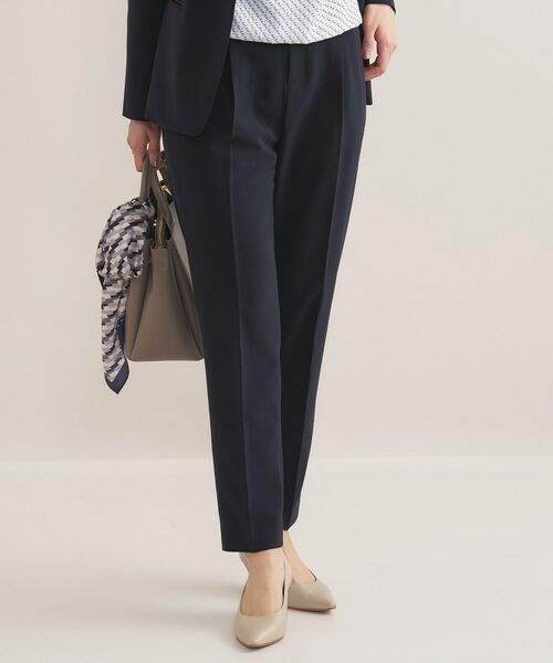 INDIVI / インディヴィ パンツ | 【通勤スーツ/洗える】ストレッチタックテーパードパンツ(ネイビー(094))
