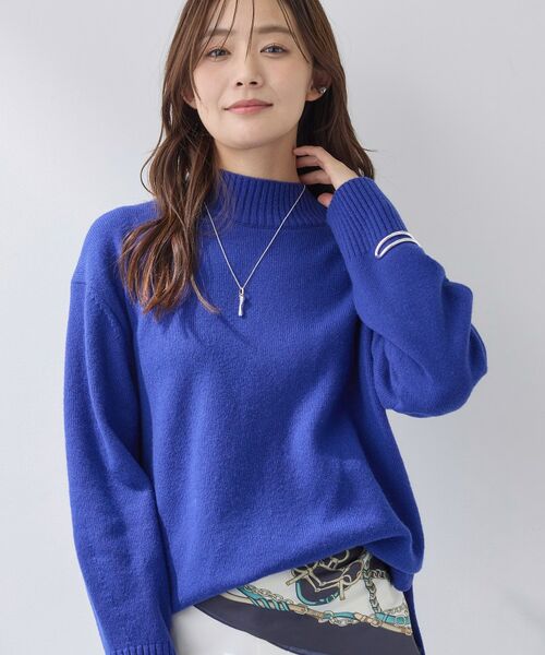 INDIVI / インディヴィ ニット・セーター | 【カシミヤ混】ミドルゲージ ハイネックニット(ブルー(093))