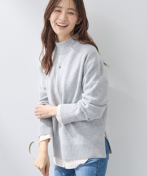 INDIVI / インディヴィ ニット・セーター | 【カシミヤ混】ミドルゲージ ハイネックニット(ライトグレー(911))