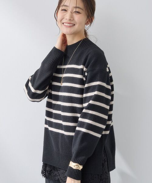 INDIVI / インディヴィ ニット・セーター | 【カシミヤ混】ミドルゲージ ハイネックニット(ブラック(319))