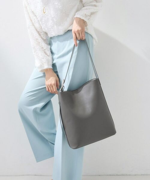 INDIVI / インディヴィ ショルダーバッグ | 【A4収納可能/合皮】配色デザインワンショルダーバッグ(チャコールグレー(514))