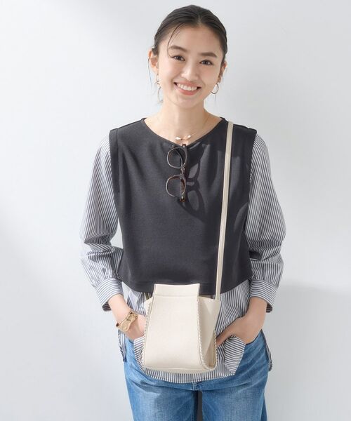 INDIVI / インディヴィ ショルダーバッグ | 【合皮】スタッズ風メタルポシェットバッグ(グレージュ(050))