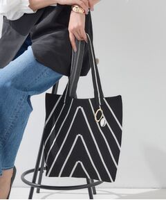 INDIVI / インディヴィ トートバッグ | 【WEB限定カラー／A4収納】柄ニットバッグ
