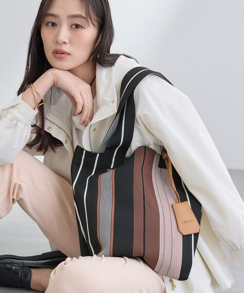 INDIVI / インディヴィ トートバッグ | 【WEB限定カラー/A4収納】柄ニットバッグ(ブラウン(344))