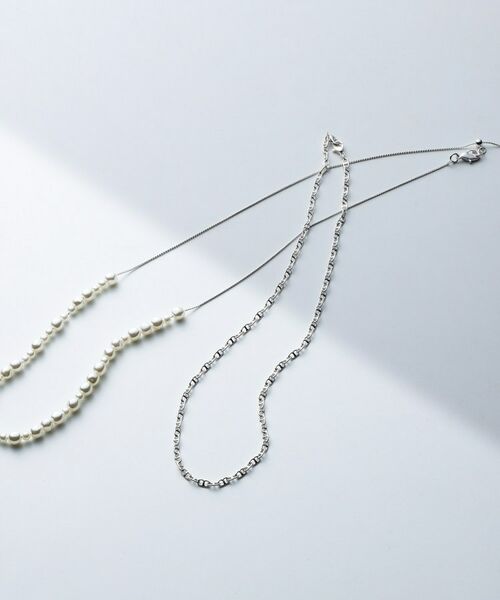 INDIVI / インディヴィ ネックレス・ペンダント・チョーカー | 【2WAY／2連セット】パール調＆チェーンミックスネックレス（シルバー(006)）