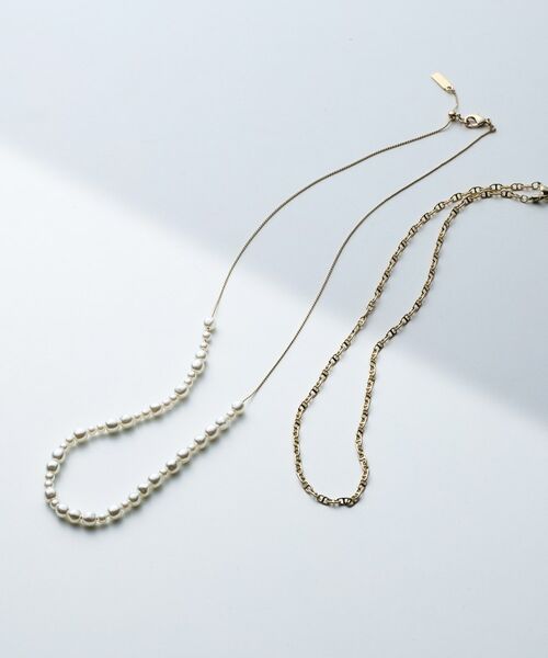 INDIVI / インディヴィ ネックレス・ペンダント・チョーカー | 【2WAY／2連セット】パール調＆チェーンミックスネックレス（ゴールド(007)）