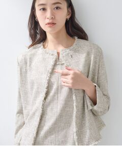 INDIVI / インディヴィ ノーカラージャケット | 【軽量／セレモニー／SETUP可能】ストレッチツイードジャケット