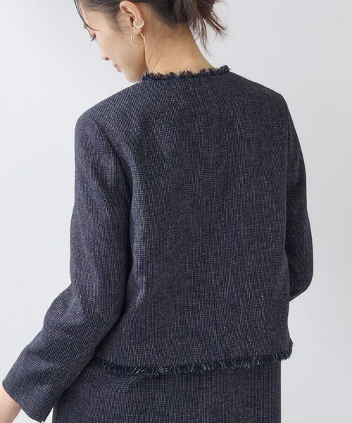 INDIVI / インディヴィ ノーカラージャケット | 【軽量／セレモニー／SETUP可能】ストレッチツイードジャケット | 詳細11