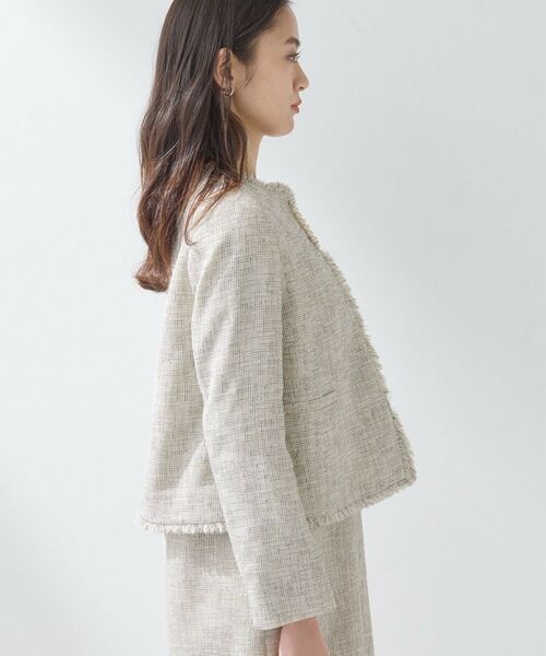 INDIVI / インディヴィ ノーカラージャケット | 【軽量／セレモニー／SETUP可能】ストレッチツイードジャケット | 詳細15