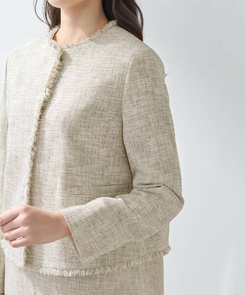 INDIVI / インディヴィ ノーカラージャケット | 【軽量／セレモニー／SETUP可能】ストレッチツイードジャケット | 詳細20
