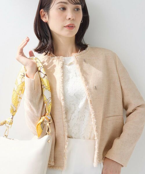 INDIVI / インディヴィ ノーカラージャケット | 【軽量／セレモニー／SETUP可能】ストレッチツイードジャケット | 詳細6