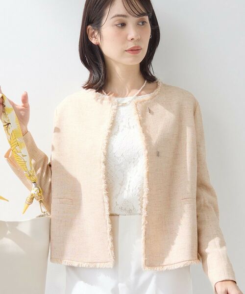 INDIVI / インディヴィ ノーカラージャケット | 【軽量／セレモニー／SETUP可能】ストレッチツイードジャケット | 詳細7