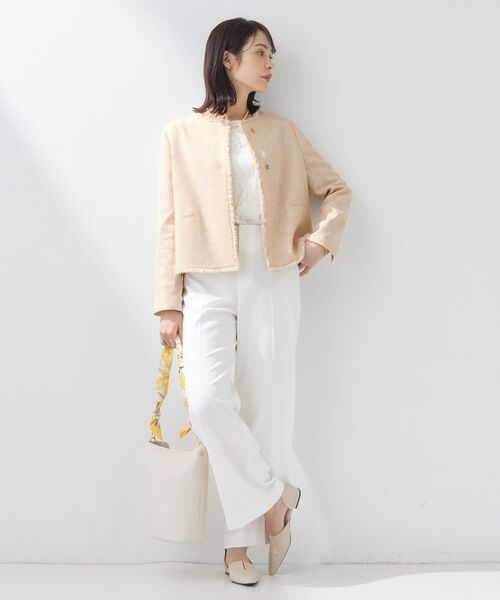 INDIVI / インディヴィ ノーカラージャケット | 【軽量／セレモニー／SETUP可能】ストレッチツイードジャケット | 詳細8