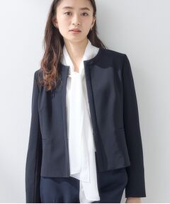 INDIVI / インディヴィ ノーカラージャケット | 【上品光沢／セレモニー／SETUP可能】切り替えデザインジャケット